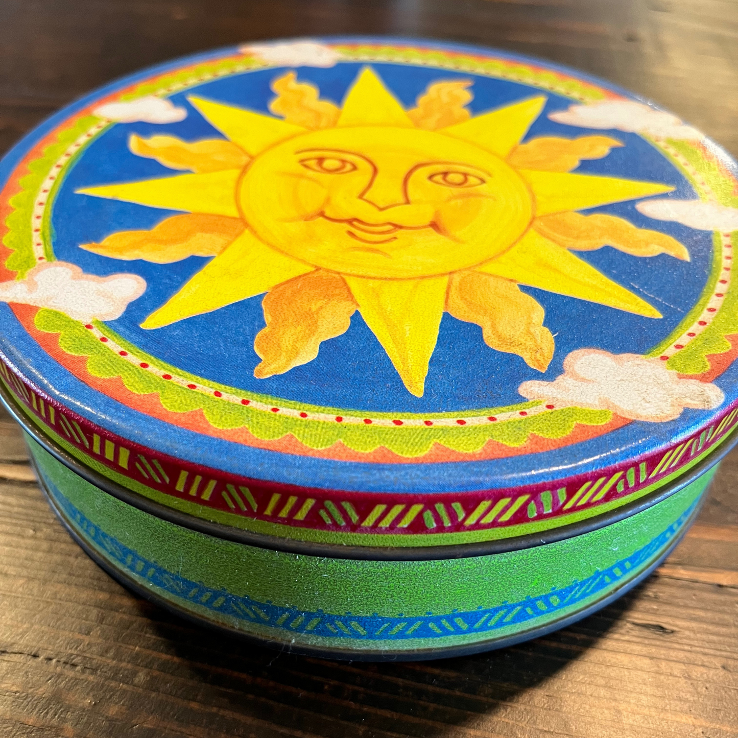 Rare Round Celestial Sun Tin