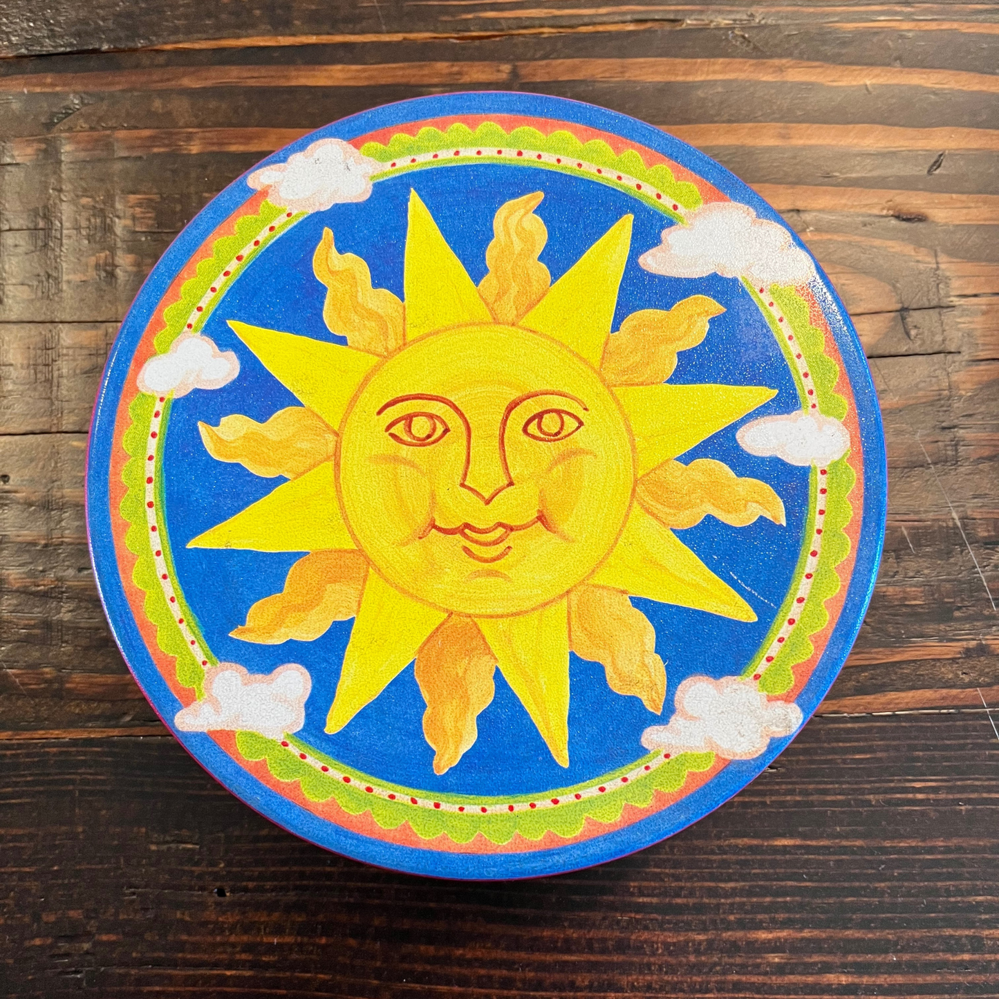 Rare Round Celestial Sun Tin